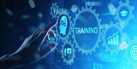 Training Online Education Webinar Personal Development Motivation E-learning Business concept on virtual screen.