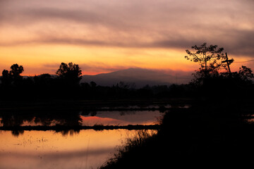 sunset on the river