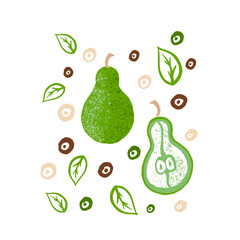 Vector illustration of pear fruits. Sliced pear outline for posters, logos, labels, banners, stickers