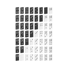 Set of black and white dominoes3d vector illustration and isometric view.
