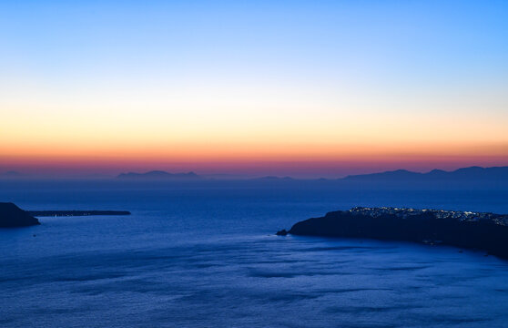 Sunset over Oia on Santorini Greece