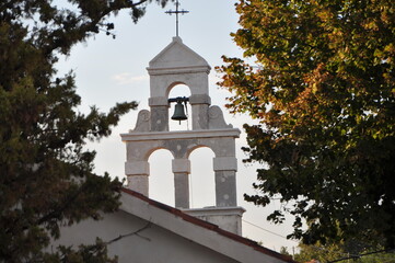 Bell tower of church I Grobnik town, Croatia