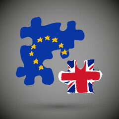 Naklejka premium Britain Brexit Vote Decision Graphic - Disintegrated Puzzle