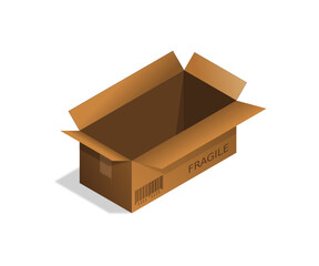 open cardboard box 3d with shadow