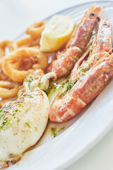 Combo of cuttlefish, calamari ring and prawns