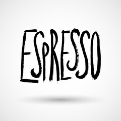 Vector espresso illustration. Non-alcoholic beverage sign. Restaurant, bar menu design.