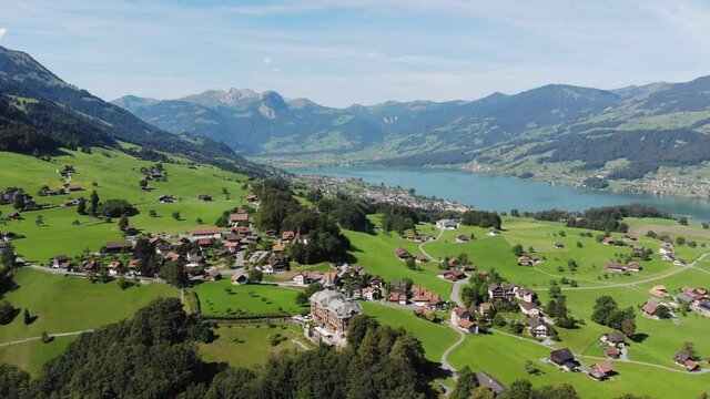 Beautiful Swiss Alps with its small villages - travel photography