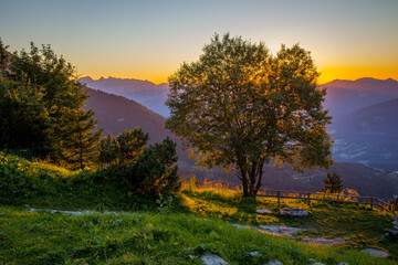 The beautiful sunset taken from Rossfeld Panorama Street, Upper Bavaria (