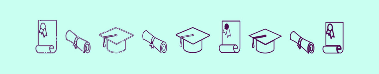 diploma icon or certificate of graduation design template with various models. vector illustration