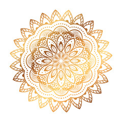 golden flower mandala in white background, vintage luxury mandala vector illustration design