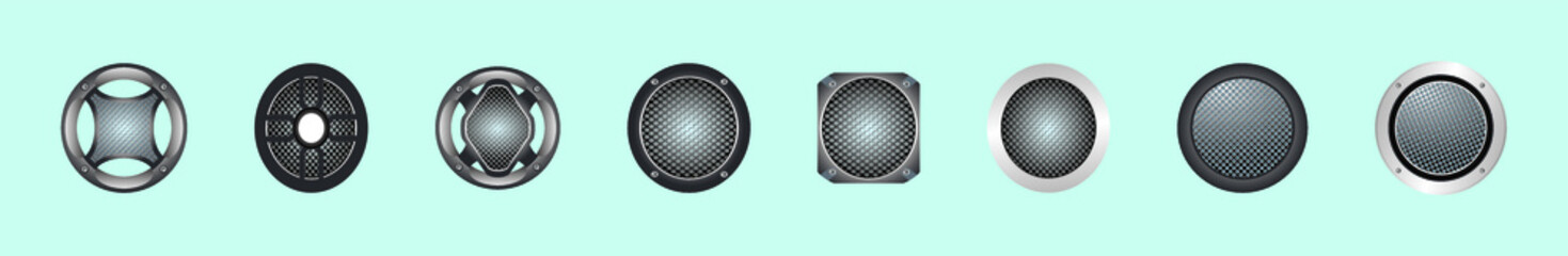 set of audio speaker cartoon icon design template with various models. vector illustration
