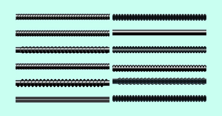 Endless rebars. Reinforcement steel and composite for building. Vector illustration on blue background