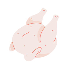 Raw turkey, whole fresh chicken icon, isolated vector illustration, cooking ingredient, uncooked meat