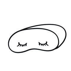 Sleep mask female closed cute eyes eyelashes doodle logo icon sign Cartoon design style Fashion print clothes apparel greeting invitation card banner poster medical hospital shop badge flyer cover web