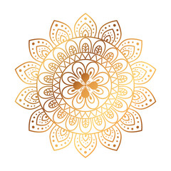 golden flower mandala on white background, vintage luxury mandala vector illustration design