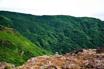 The view of green mountain in Japan from highland place.