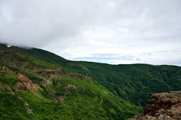 Fototapeta na wymiar The view of a huge Japanese mountains in Miyagi.