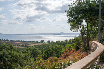 View from a hill at lake Bolsena Italy 