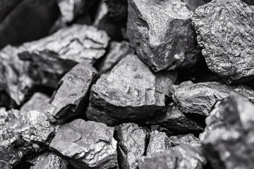 Obraz na płótnie Canvas Large amount of black anthracite coal. Top view