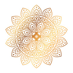 golden flower mandala, vintage luxury decoration icon vector illustration design