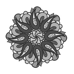 Fototapeta premium Modern isolated black and white illustration design of lined flower