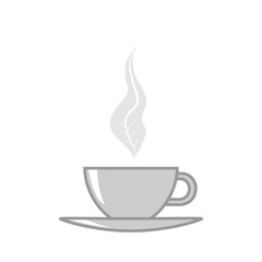 Vector illustration of tea cup icon with saucer isolated on white background. Eps 10.