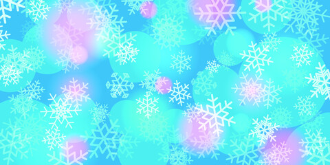 Christmas and New Year festive background with snowflakes, glow and flares. Vector EPS10