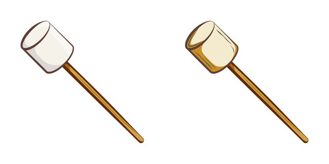 Toasted marshmallow. Hand drawn cartoon illustration isolated on white background.