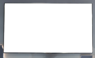 Blank wide lcd smart TV presentation at event convention exhibit trade show and booth in conference...