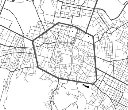 Urban city map of Bologna. Vector poster. Grayscale street map.