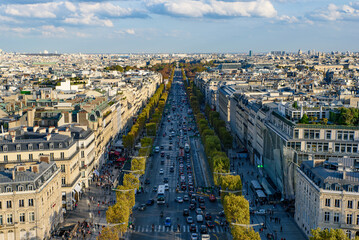View of Avenue des Champs-Élysées in Paris, France