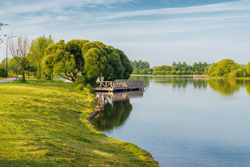 Beautiful morning view of Yuzhnoe Butovo park in South Butovo district, Moscow, Russia.