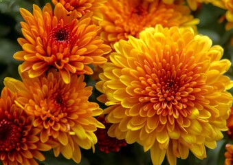 Blossom chrysanthemums red-orange-yellow texture for calendar