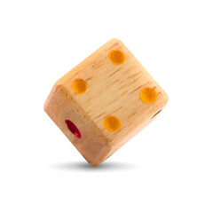 Wooden dice isolated on white background