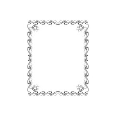 Monochrome square frame with decorative wavy line.