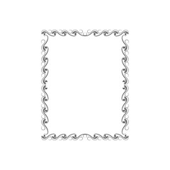 Monochrome square frame with decorative wavy line.
