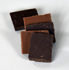 Finest belgian and french milk and dark chocolate cubs.