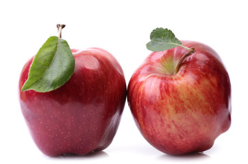 Red apples on white background