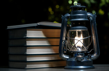 image of book lamp dark background 