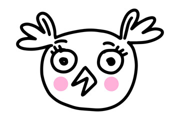Owl doodle. Hand drawn lines cartoon vector illustration isolated on white background.