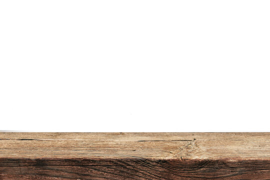 wooden table background isolated on white background