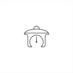 line icon vector illustration of a pan with timing circle inside