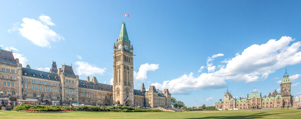 The East Block and The Centre Block on Parliament Hill Ottawa Ontario Canada