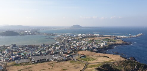 Fototapeta na wymiar Jeju Island from Seongsan Ilchulbong Peak