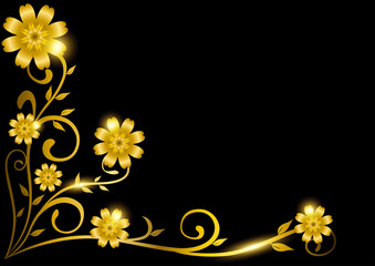 Luxury decorative golden floral frame for border