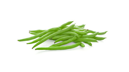Fresh green beans isolated on white background