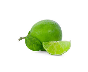 limes Isolated with leaf on white background