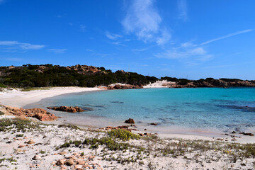 Fototapeta na wymiar View of the wonderful Pink Beach in Costa Smeralda, Sardinia, Italy