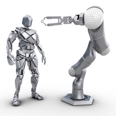 humanoider Roboter und Roboterarm