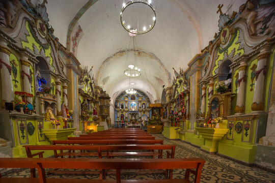 Catholic church at Plaza de Armas  in Chivay, Peru.